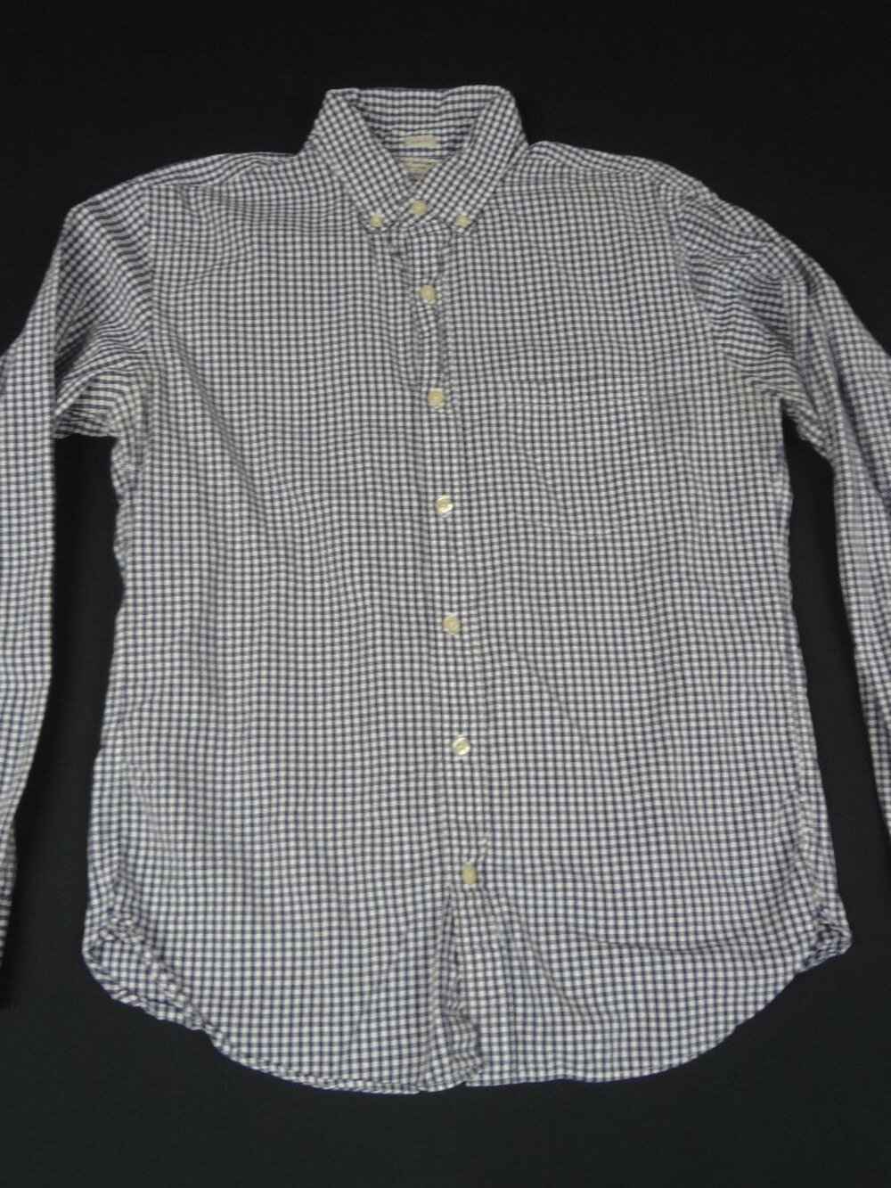 J.CREW BLUE WHITE CHECKERED SLIM FIT MEDIUM LONG SLEEVE BUTTON UP SHIRT L622